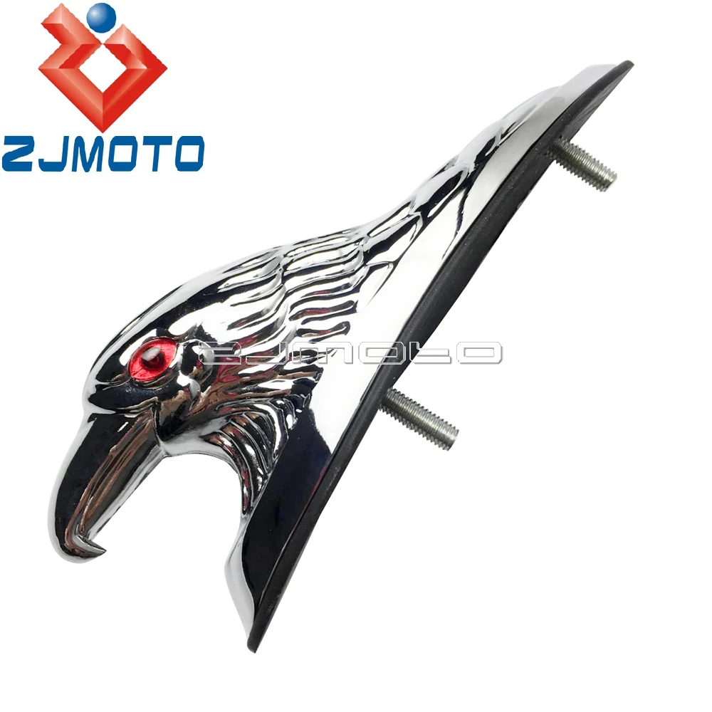 Chrome Motorcycle Eagle Head Fender Ornamental Statue For Honda Yamaha Suzuki Kawasaki Custom Bonnet Mascot Mudguard Decoration