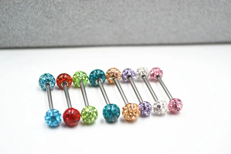 

Free Shipping 50pcs Body Jewelry Piercing Nipple Barbells Nipple Bar 14G~1.6mmx16mmx6mm/6mm