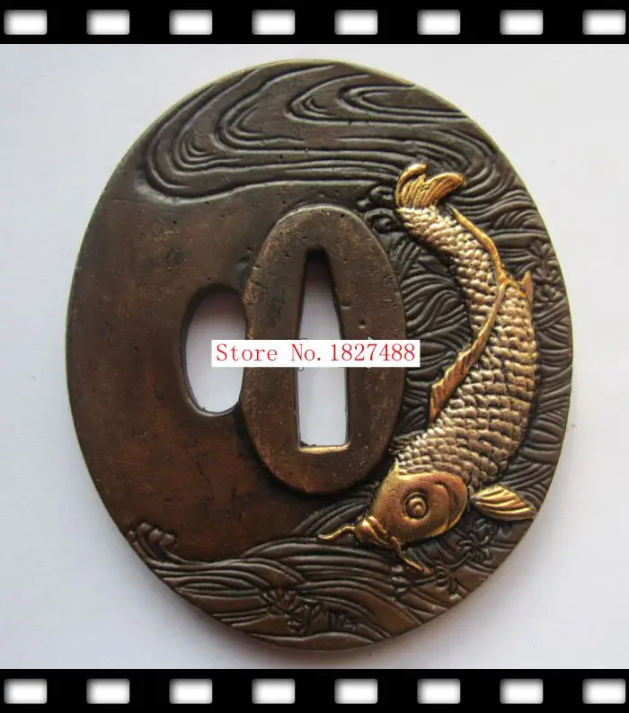 High Quallty Japanese katana Copper Tsuba WAKIZASHI Sword Accessories W/Fish Design