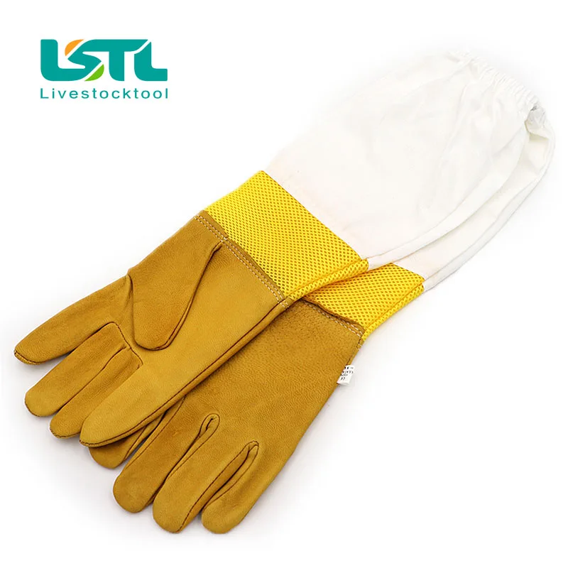 

A Pair Beekeeper Protective Gloves Beekeeping Gloves Goatskin Bee Keeping Vented Long Sleeves Beekeeping Equipment