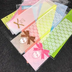 100pcs/lot  Plastic Bags 6x18cm 6x20cm Gift Candy Food Self Sealing Bags Lace Bow Cookie Long Strip Packaging Bags