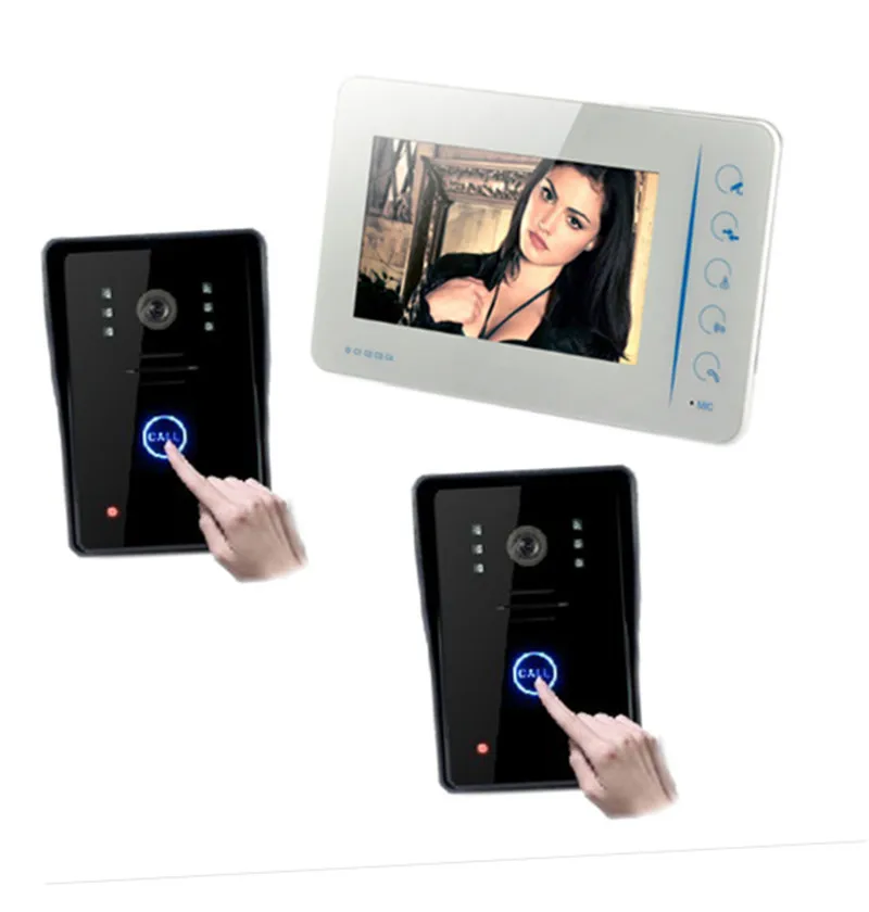 7 Inch 2V1 Support 4CH Extenal Camera Two Way Intercom Video Door Phone