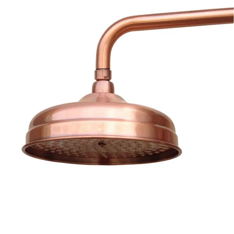 Antiek Rood Koper 8Inch Ronde Regendouche Douchearm Waterbesparende Handdouche Spray 1,5 M Doucheslang