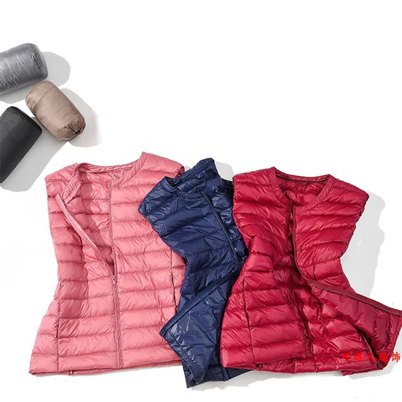 

Sanishroly Autumn Winter Ultra Light White Duck Down Vest Coat Women Warm Puffer Jacket Parkas Female Short Sleeveless Waistcoat