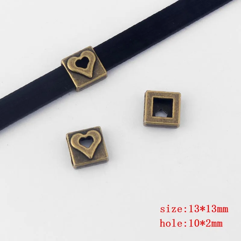 10Pcs Tibetan Silver Carved Flower Square Spacer Beads 10x2mm Hole For Diy Flat Leather Cord Necklace Bracelet Jewelry Making