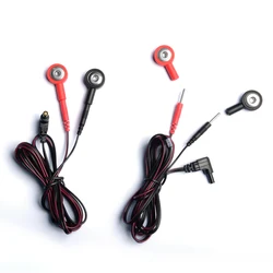 2 Pieces Replacement Electrode TENS Lead Wires With 4 Pieces Adapter Snap Use For TENS Units