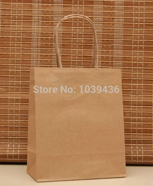 

18x15x8cm 50pcs/lot Brown Paper Hand Carry Bags Recyclable Gift Jewelry Packaging Shopping Bags For Boutique