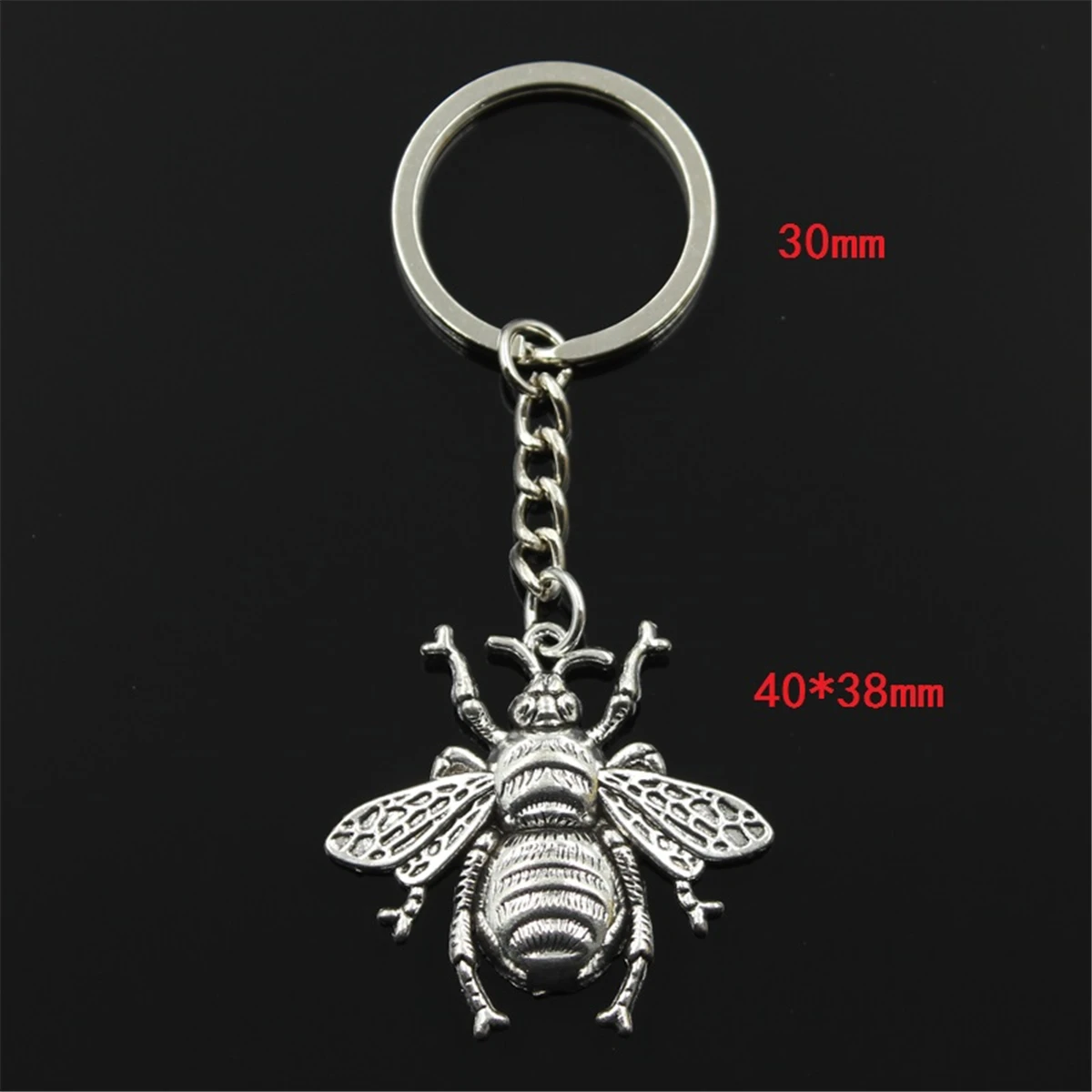 Fashion Hornet Honey Bee 40x38mm Pendant 30mm Key Ring Chain Bronze Silver Color Men Car Gift Souvenirs Keychain Dropshipping