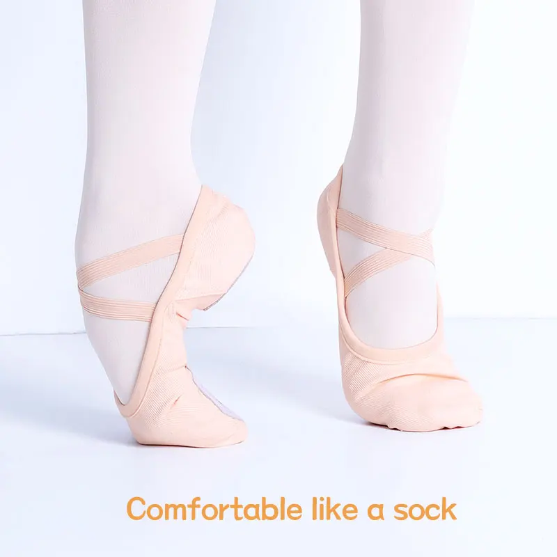 Ballet Shoes Dance Shoe Dancing Slippers Ballet Flats Single Shoelace Stretch Fabric Women Elastic Dance Shoes