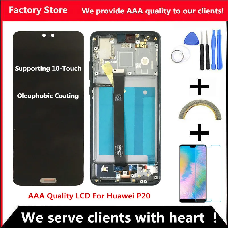 

10-Touch AAA Quality Screen With Frame For HUAWEI P20 Lcd Display Screen For HUAWEI P20 Screen LCD Display EML-AL00 EML-AL01 L03