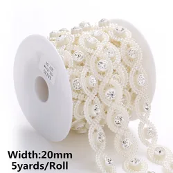 10yards/5yards Crystal Rhinestone Ivory ABS Pearl Chain Banding Trims Sewing Costume Applique 29 Designs Choose