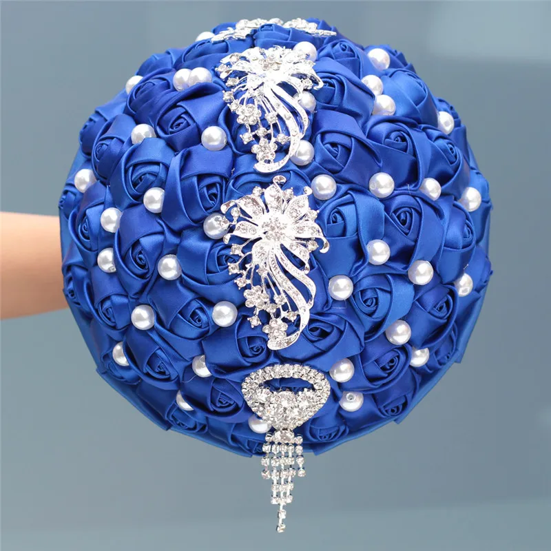 WifeLai-A 1Piece Tassels Diamond Royal Blue Bridal Brooch Wedding Bouquets De Noiva de mariage Holding Stitch Bouquets W229