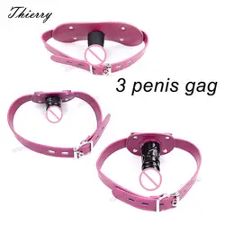 Thierry PU Leather Fetish  Penis Gag for Sexual Bondage, Roleplay and Adult Game for Couples, Dildo Gag Sex Toys for Women Men