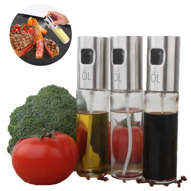 

Stainless Steel Spraying Bottle Oil Sprayer Pot Can Pump Sprinkling Glass Oil Pot Cooking Tools BBQ Sauce Vinegar Sprayer Oiler