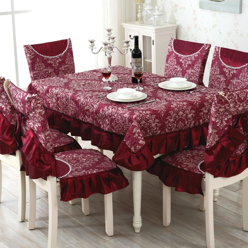 Top grade square dining table cloth chair covers cushion tables and chairs bundle chair cover rustic lace cloth set tablecloths image 4