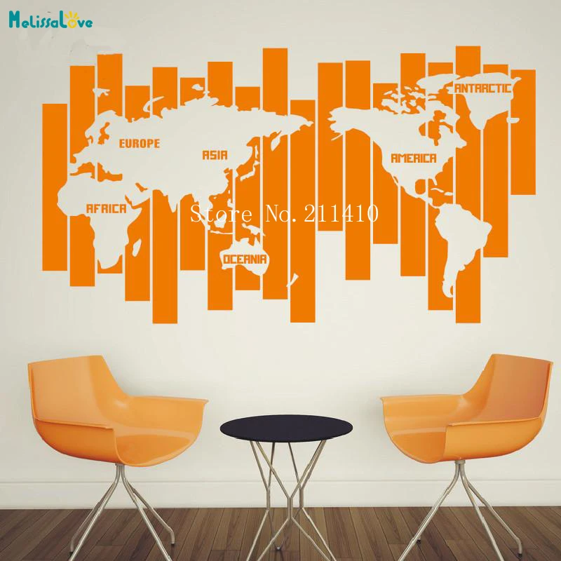 Simple Line World Map Wall Sticker New Design Home Decor For Living Room Bedroom Self-adhesive Decals Art Murals Gift YT631