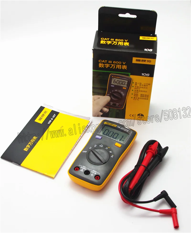 FLUKE 106 Handheld Digital Auto Range Digital Multimeter AC/DC Easily Carried mini DMM meter