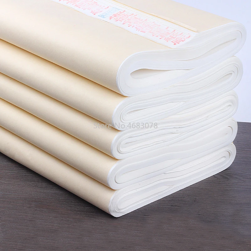 100pcs Xuan Paper Chinese Semi-Raw Rice Paper For Chinese Painting Calligraphy Or Paper Handicraft Supplies 46x69cm