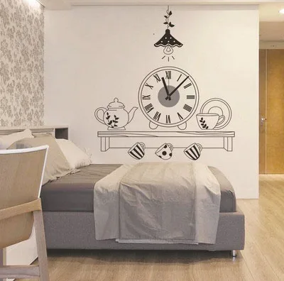 

Hand painted clock Sticker Bedroom Living Room Home DIY Removable Mural PVC Decal custom removable waterproof