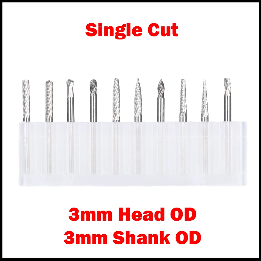 

3mm Shank OD 3mm Head OD Sinlge Cut CNC Tool Grinder Tungsten Carbide Woodworking Milling Cutter Polishing Head Rotary File