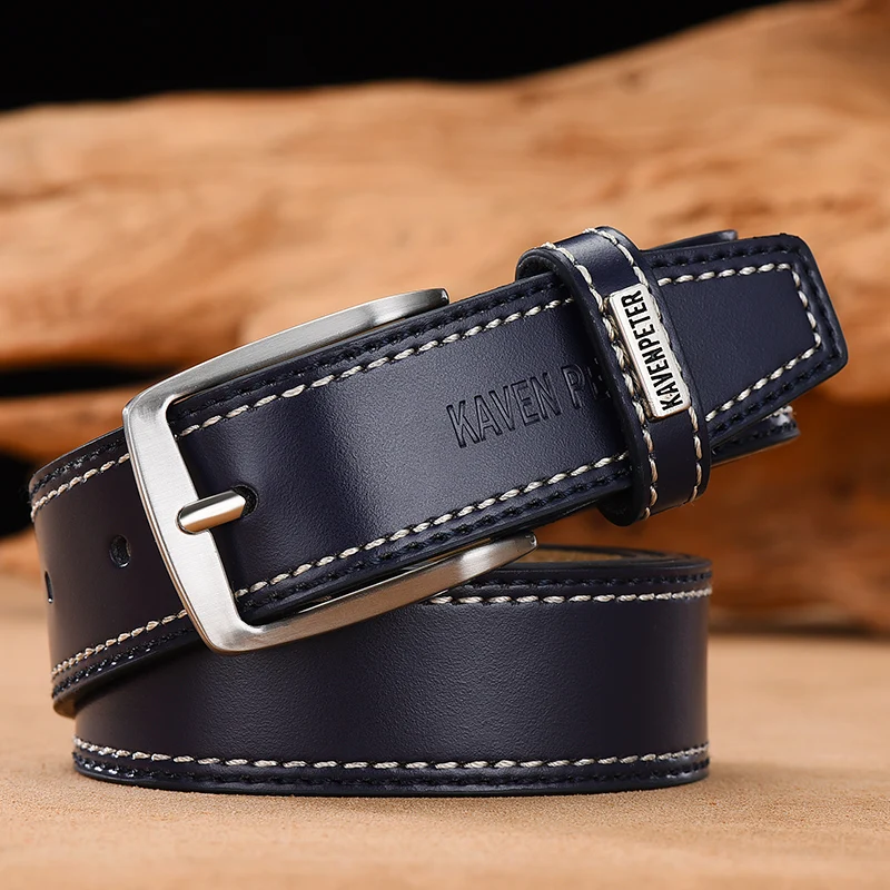 Cow Genuine Leather Belt For Men Casual Belts Dropshipping Designer Luxury Pin Buckle Male Cowskin Belt High Quality Black