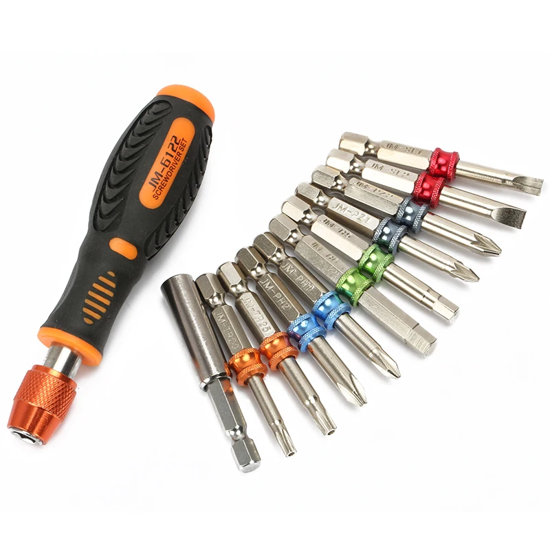 JAKEMY JM-6122 12 In 1 Household Screwdriver Set Color Ring Screwdriver Set Multifunctional Tools Kit Repair Hand Tool