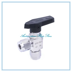 Double Ferrule Tube Ball Valve Stainless Steel SS 304 Pipe OD 6 8 10mm 1/4 3/8 Right Angle Globe valve