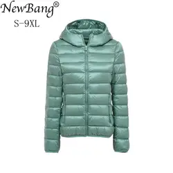 NewBang 8XL 9XL Large Size Ultra Light Down Jacket Women Autumn Winter Warm Coat White Duck Jackets Female Hooded Parka