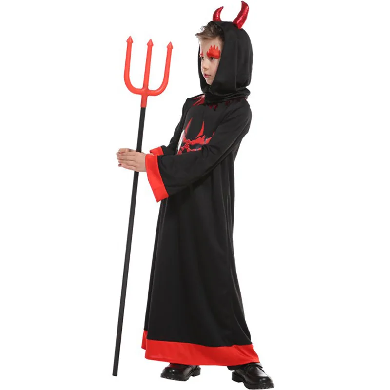Kinder Jungen schwarzen Teufel Kostüm Weihnachten Karneval Halloween Ostern Geist Kostüm Kleidung Kinder Tod Cosplay Kleidung