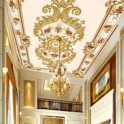 Custom Photo Wallpaper 3D Stereo European Flower Pattern Living Room Bedroom Hotels Ceiling Wall Mural Wallpaper For Walls 3 D