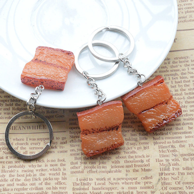  Cartoon resin Mini Simulation Food Grilled Meat Key Holder Chain Bag Pendant Accessories Keyring Jewelry  YS-260 