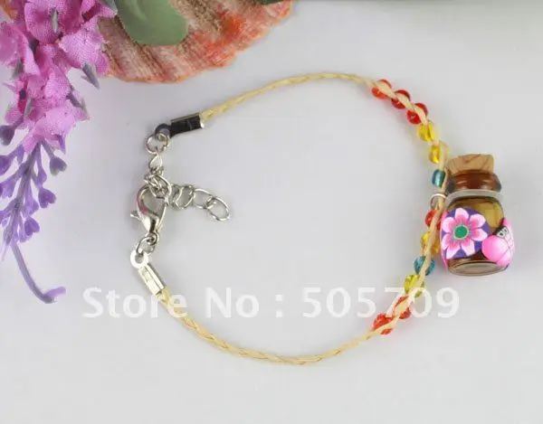 

24pcs Wishing Bottle Charm Raffia Bracelets #21658