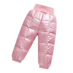 Children pants winter kids space silver down trousers girls baby cotton pants child boys thick trousers warming windproof pants