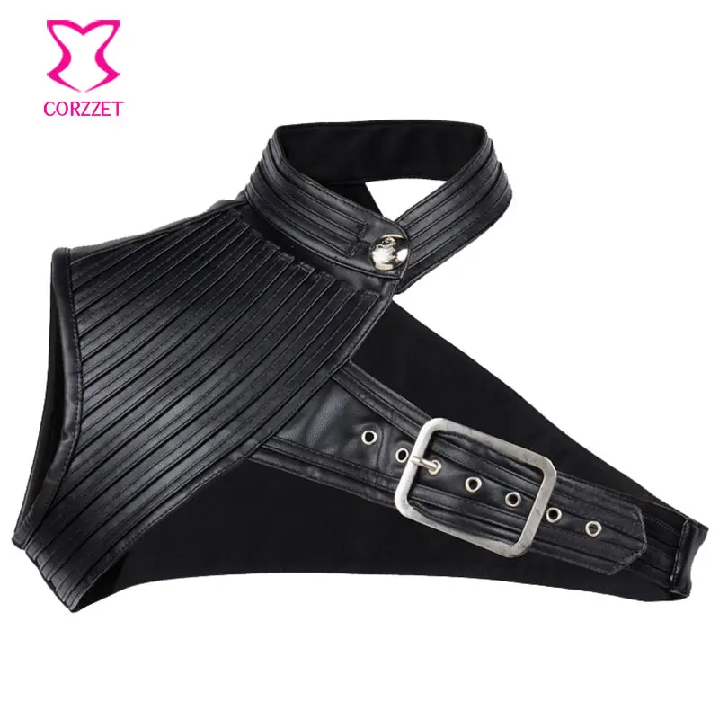 6XL Plus Size One Shoulder Stand Collar Leather Black Gothic Jacket Steampunk Coat Women Sexy Costume Vintage Corset Accessories