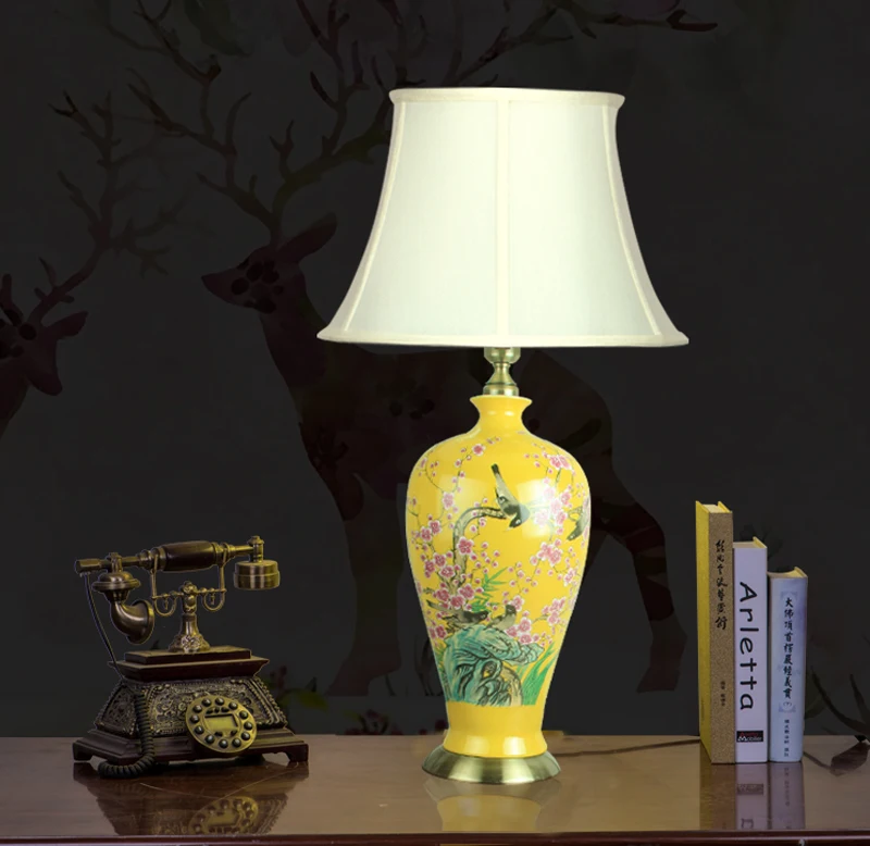 Flower bird China Antique Living Room Vintage Table Lamp Porcelain Ceramic Table Lamp wedding decoration traditional table lamp