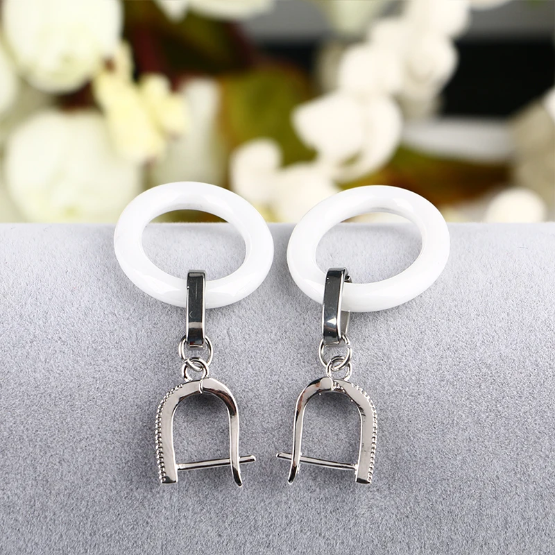 2018 New Healthy Ceramic Earrings Shinny Dangle Oval Earrings for Women Long Pendant Ceramic Stud Earrings Fashion Jewelry