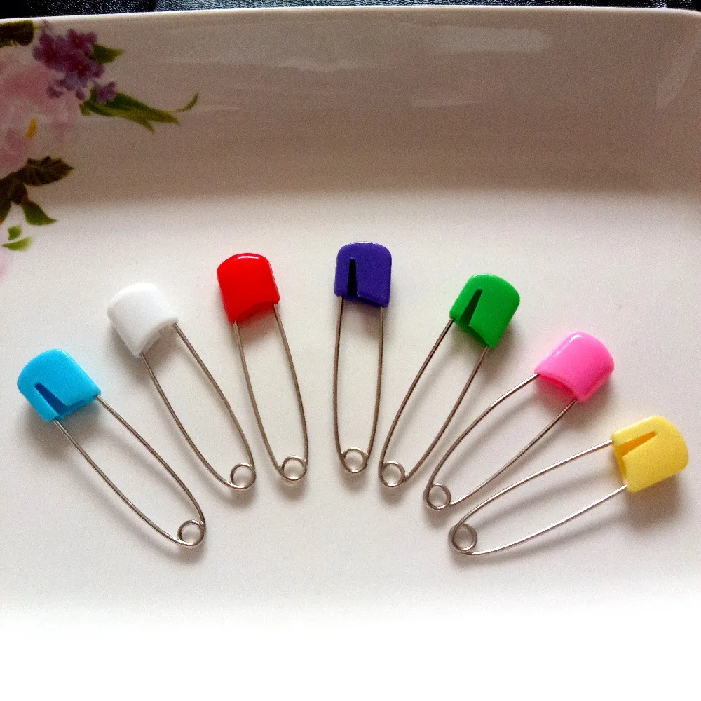 Hot 20pcs/Lot Large Colored Safety Pins Plastic Hijab Multipurpose Baby Stainless Steel Pins Needles 4cm/5.5cm Safe Secure Pin