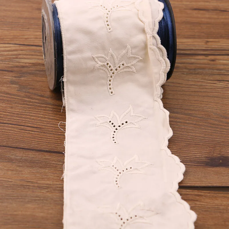1yards 8cm white cotton lace fabric DIY fabric lace flower gift ribbon decoration material cotton lace