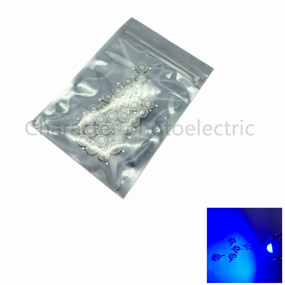 

100pcs Freeshipping! 3W 395NM UV LED /Ultra Violet High Power LED Bead Emitter 395-400NM led 3w chip uv led diode