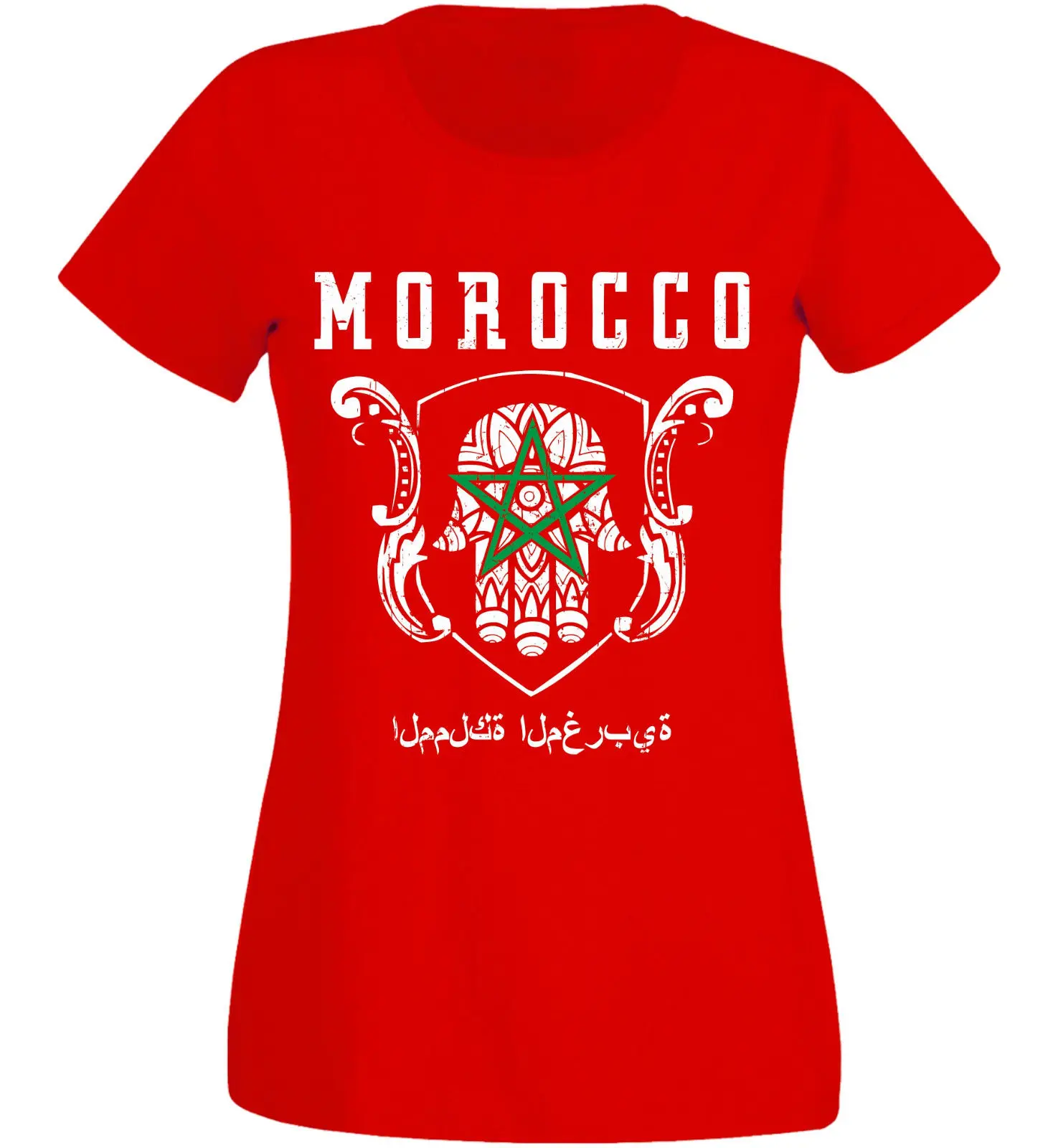 Fashion Women T Shirts Round Neck T-Shirt Marokko Women's Footballer Morocco Printed T-Shirt Women