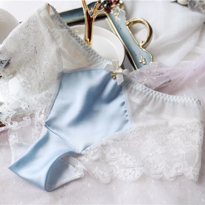 New Sexy Hollow Transparent Seamless Panties for Women Satin Silky Smooth Mid-Rise Female Underwear Cute Lovely Lingerie Breifs