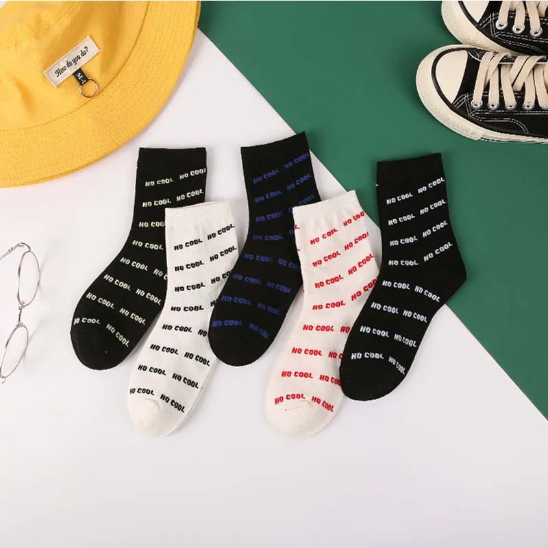 New Korean Version Of The Simple Letter Mens Tube Cotton Socks Street Fashion Unisex Men And Women Casual Letter Socks