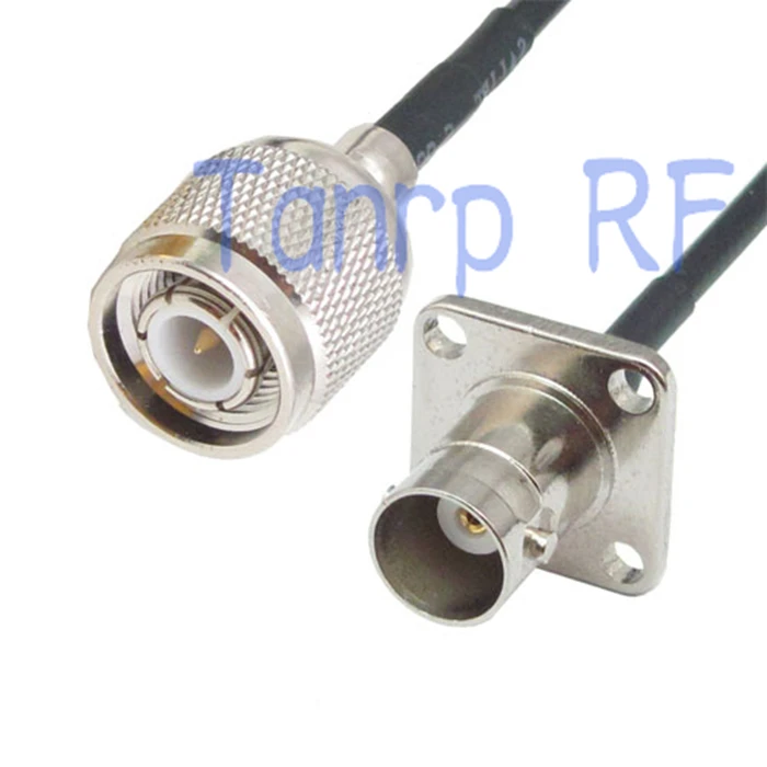 

10PC 6in TNC male to BNC female with 4 hole panel RF connector adapter 15CM Pigtail coaxial jumper cable RG174 extension cord