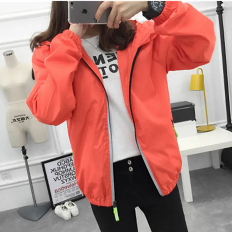 UHYTGF 2022 Spring Autumn Coats Women Wild Hooded Windbreaker Female Fashion 7XL Loose Size Sportswear Top Jacket Chaquetas 345