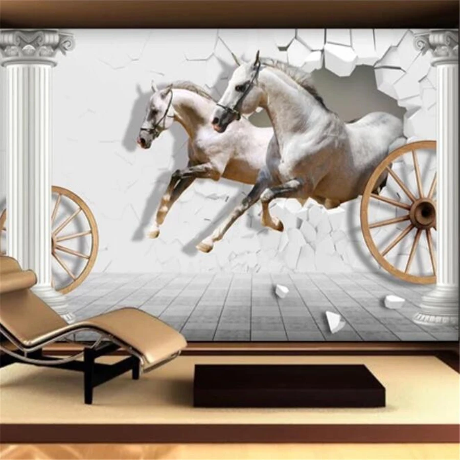 Custom wallpaper horse 3d murals creative space decoration sofa background wall papers home decor papel de parede 3d wallpaper