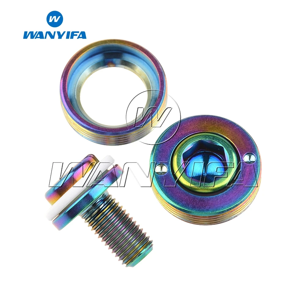 Wanyifa Titanium Bolt M8x15mm 1.0mm Pitch Square Hole Screw for Bicycle Chain Wheel Bottom Bracket Crank Fixed Screw 2 Sets