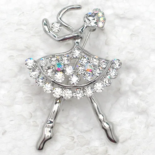 

60pcs/lot Mixed Color (Can Notes Color) Wholesale Fashion Brooch Rhinestone Ballet dancer Pin brooches C102080