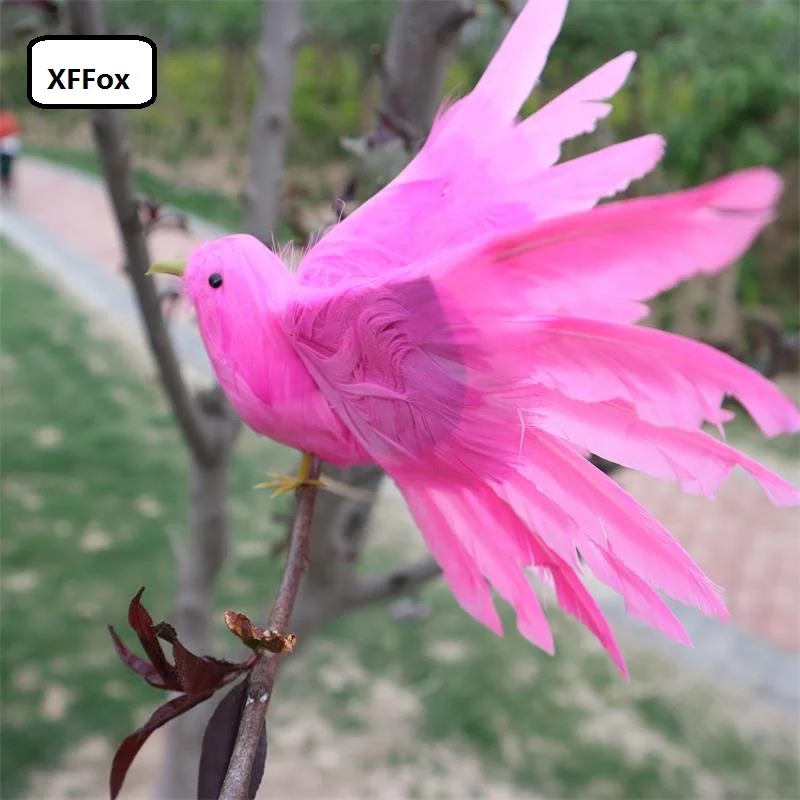 cute simulation hot pink bird model foam&furs real life wings bird doll gift about 15x20cm xf1130