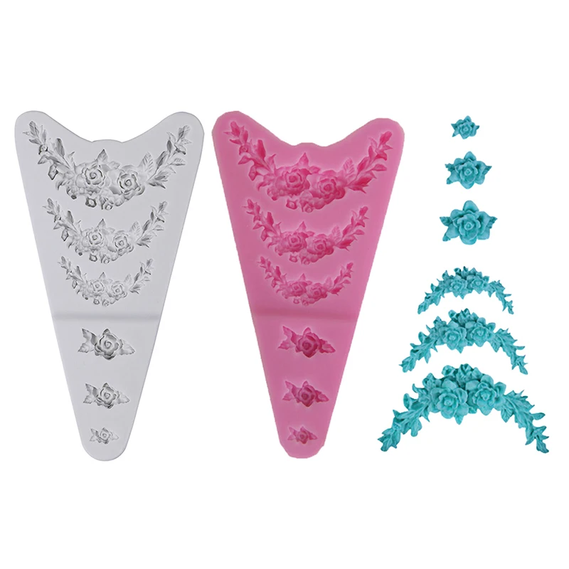 Silicone Mold Rose Flower Garland Cake Border Jewelry Wedding Decorating Tools