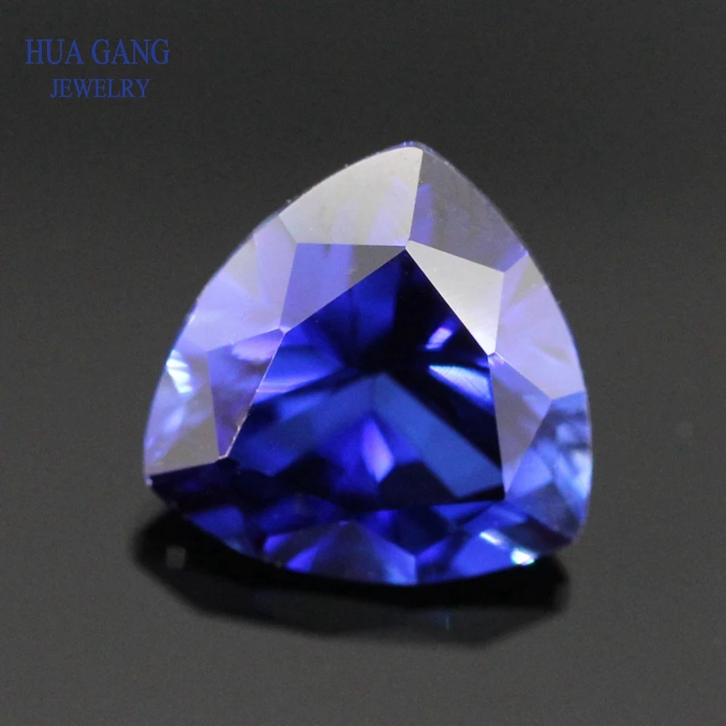 34# Blue Stone Trillion Shape Princess Cut Synthetic Corundum Gems stone For jewelry Size 3x3~12x12mm